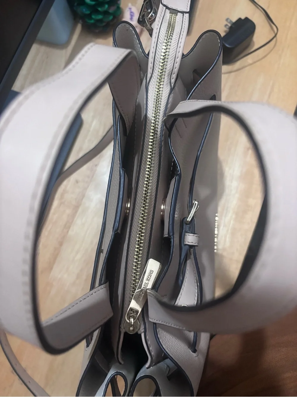 Michael Kors Neutral Beige Tote with Belt Accent